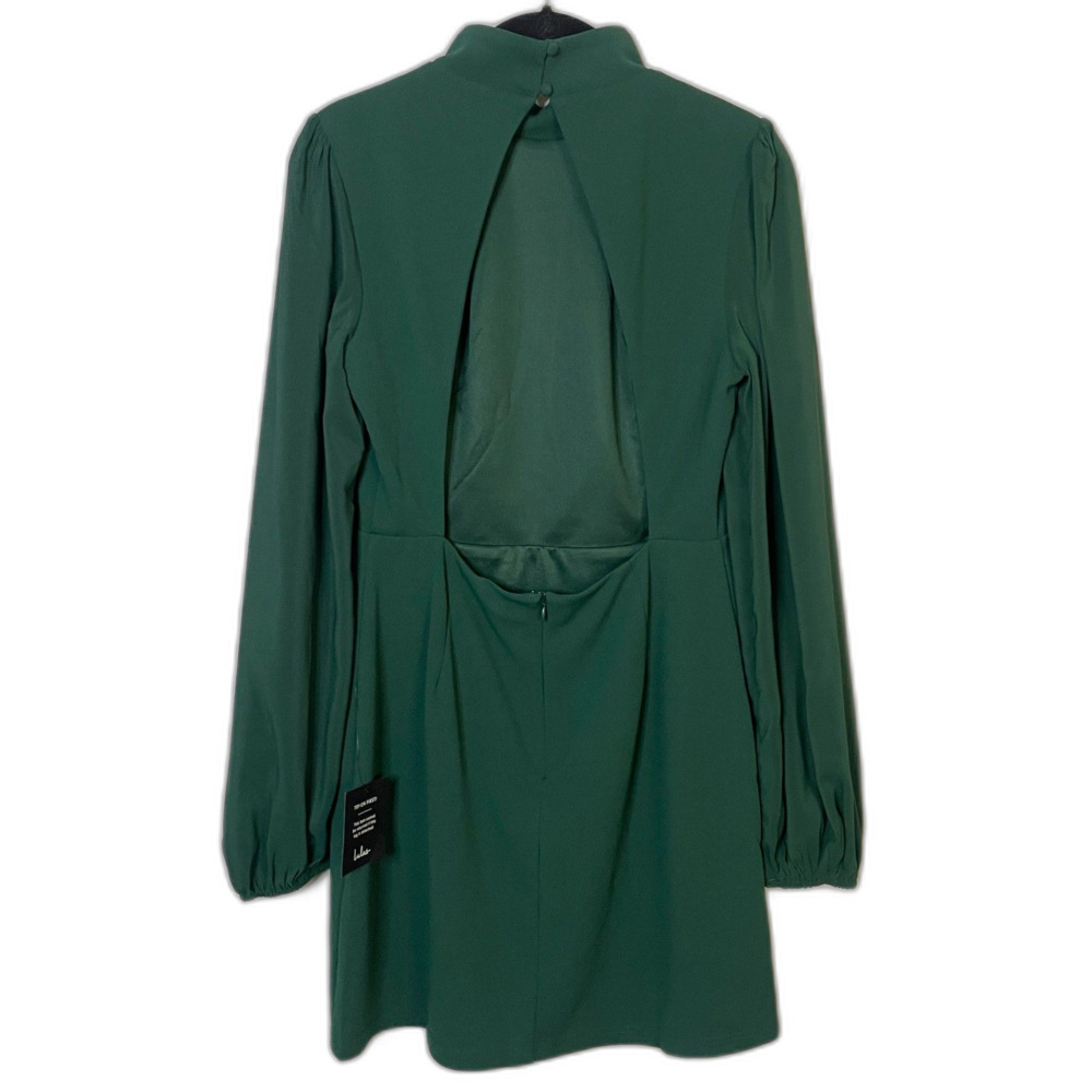NWT Lulus Exceptionally Flirty Green Long Sleeve Backless Mini Dress - Size L - Picture 5 of 10